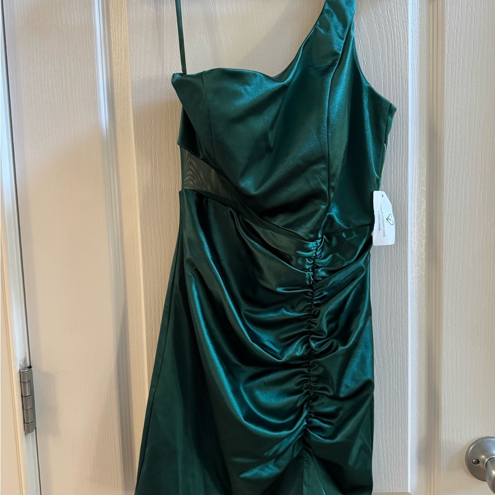 Emerald Green Satin Windsor Mini Dress